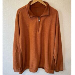 Tommy Bahama Denim Men’s Reversible Burnt Orange Half Zip Henley Sweater 3XL